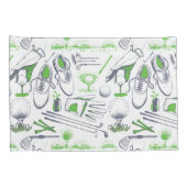 グリーンゴルフアイコンパターン 枕カバー (裏面-右)