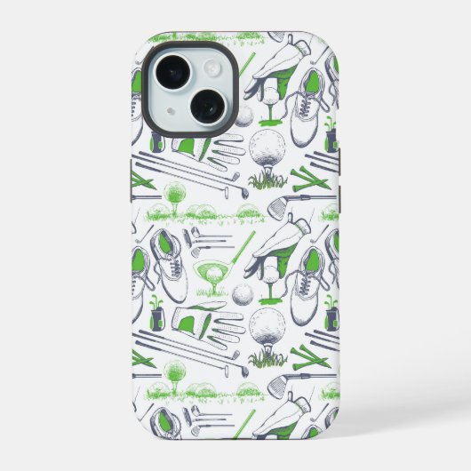 グリーンゴルフアイコンパターン iPhone 15ケース (裏面)