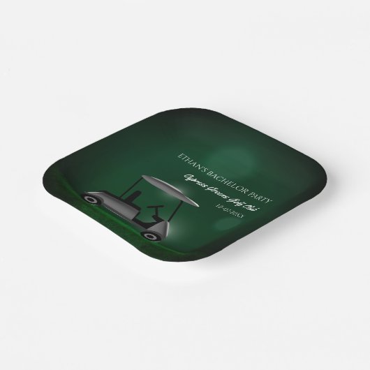 グリーンゴルフカートゴルファーバチュラーパーティゴルフパーティー ペーパープレート (傾斜あり)