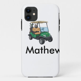 グリーンゴルフカート 名前 男性 スポーツ 少年 ギフト 文字 iPhone 11 ケース