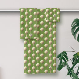 グリーンゴルフボールパターモノグラムのン浴用タオルセット バスタオルセット