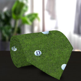 グリーンゴルフボールモノグラムゴルファーパパネックタイ ネクタイ