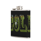 グリーンゴルフ写真ロゴ、ビニル包まれたスキットル フラスク (左)