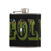 グリーンゴルフ写真ロゴ、ビニル包まれたスキットル フラスク (正面)