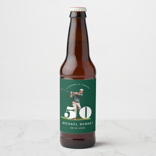 グリーンゴルフ50歳の誕生日 ビールラベル (正面)