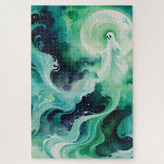 グリーンゴーストリー姿と月 ジグソーパズル (縦)