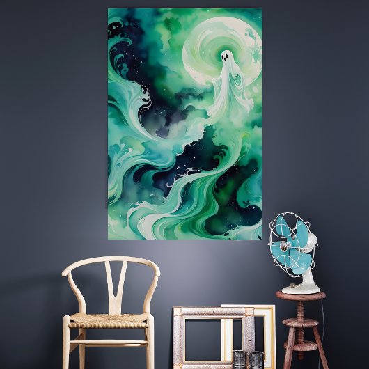 グリーンゴーストリー姿と月 ポスター