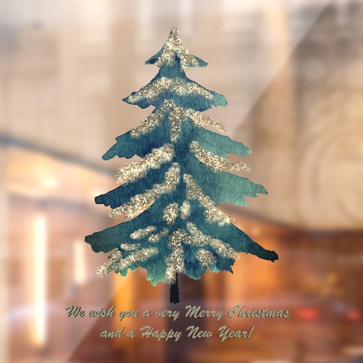 グリーンゴールデンウォーター色クリスマスツリー ウィンドウサイン (シート2)