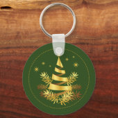 グリーンゴールデン葉ズスタークリスマスツリー キーホルダー (正面)