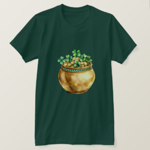 グリーンゴールドのシャムロックの金のポット Tシャツ