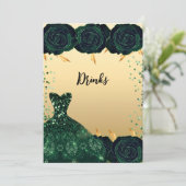 グリーンゴールドのローズ フラワーズ ドリンク ベバレッジ カード (スタンド正面)