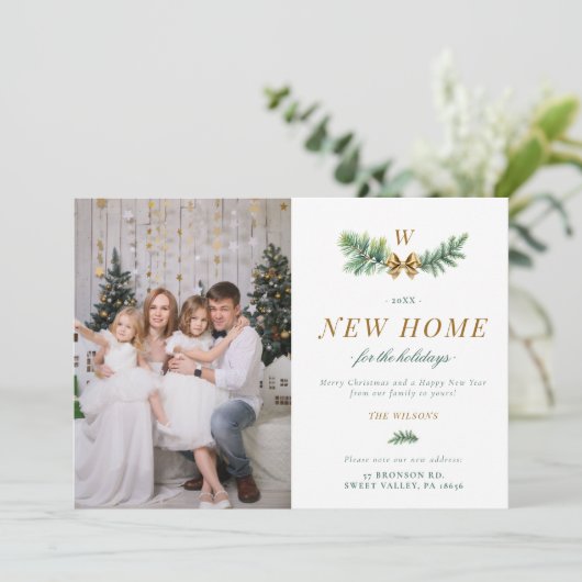 グリーンゴールドの弓が動く家族のモノグラム 2枚の写真 シーズンカード (スタンド正面)