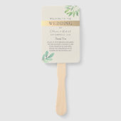 グリーンゴールドの結婚式プログラム扇風機 ハンドファン (正面)