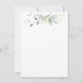 グリーンゴールドの葉のアドバイス＆ウィッシュ 新しい親への 招待状 (裏面)