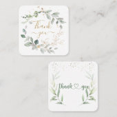 グリーンゴールドの葉のコンフェッティ　サンキュー スクエア名刺 (正面/裏面)