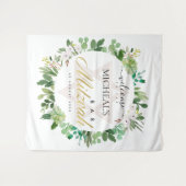 グリーンゴールドの葉のリース スターバーミッツヴァー歓迎 タペストリー (正面(横))