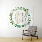 グリーンゴールドの葉のリース スターバー ミッツヴァー お迎え タペストリー (インサイチュ(横))