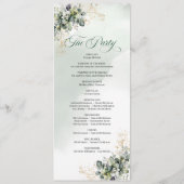 グリーンゴールドの葉の水彩結婚式プログラム プログラム (裏面)