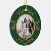 グリーンゴールドの輝きのシーズンクリスマスの陶器 セラミックオーナメント (右)
