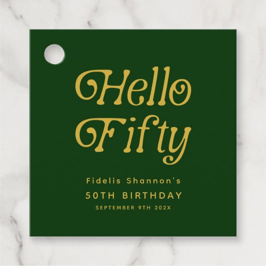 グリーンゴールドの50歳の誕生日パーティーファバータグ フェイバータグ (正面)