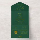 グリーンゴールドのQRコード ウェディングオールインワン招待状 オールインワン招待状 (内側)