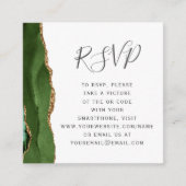 グリーンゴールドアゲートの結婚式QRコードRSVP エンクロージャーカード (正面)