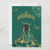 グリーンゴールドエメラルドローズフローラルバタフライキンセアニエラ 招待状 (裏面)