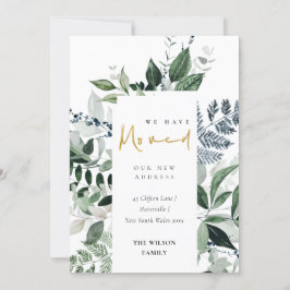 グリーンゴールドグリーンリースフレーム 引っ越しました カード