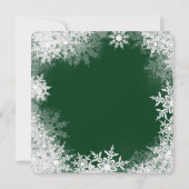 グリーンゴールドサンタ帽子の雪の結晶 ホリデーパーティー 招待状 (裏面)