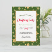 グリーンゴールドスターレトロエレガントクリスマスパーティ 招待状 (スタンド正面)