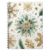 グリーンゴールドスノーフレークフラワーハoliday ノートブック (正面)