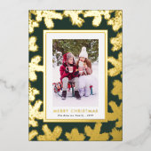 グリーンゴールドフォイルフォトホリデーカード 箔シーズンカード (正面)