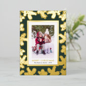 グリーンゴールドフォイルフォトホリデーカード 箔シーズンカード (立ち正面)