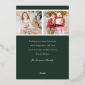 グリーンゴールドフォイルフォトホリデーカード 箔シーズンカード (裏面)