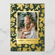 グリーンゴールドフォイルホリデーカード