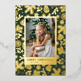 グリーンゴールドフォイルホリデーカード 箔シーズンカード