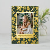 グリーンゴールドフォイルホリデーカード 箔シーズンカード (立ち正面)