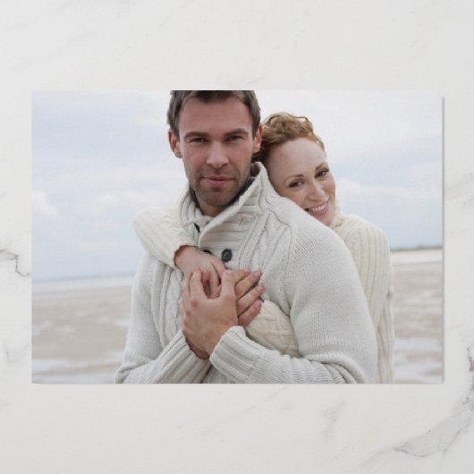 グリーンゴールドフォイル写真保存の日付招待状 箔招待状 (裏面)