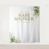 グリーンゴールドベイビーシャワーフォトバックドロップ タペストリー (正面)