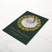 グリーンゴールドホイルのホリデーカード 箔シーズンカード (回転した状態)