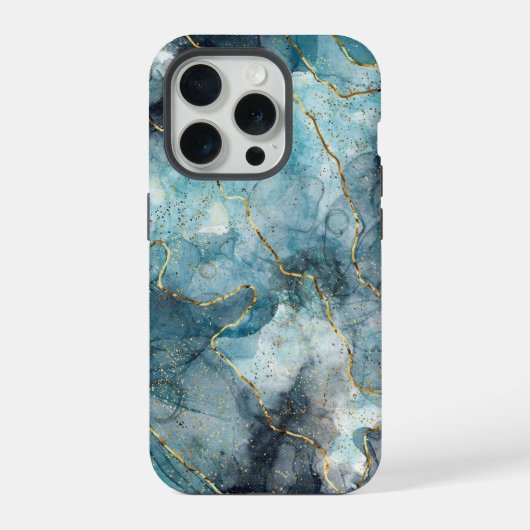 グリーンゴールドマーブル iPhoneケース (裏面)