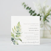 グリーンゴールド水彩色フェルン葉エンゲージメント 招待状 (スタンド正面)