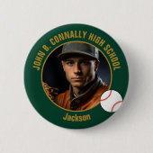 グリーンゴールド野球選手写真 高校 缶バッジ (正面)