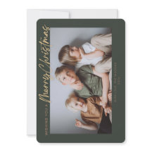 グリーンゴールド シンプル フォト メリークリスマス