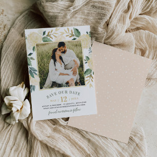 グリーンゴールド フローラル グリーン フォト ウェディング セーブザデート