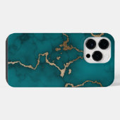 グリーンゴールド モダンマーブル iPhoneケース (裏面横)