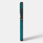 グリーンゴールド モダンマーブル iPhoneケース (左側面)