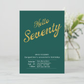 グリーンゴールド モダン 70歳の誕生日 招待状 (スタンド正面)