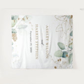 グリーンゴールド ユーカリ ラスティック ウェディング タペストリー (正面(横))