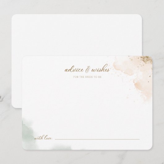 グリーンゴールド ユーカリ 新婦へのアドバイスとウィッシュ 招待状 (正面/裏面)